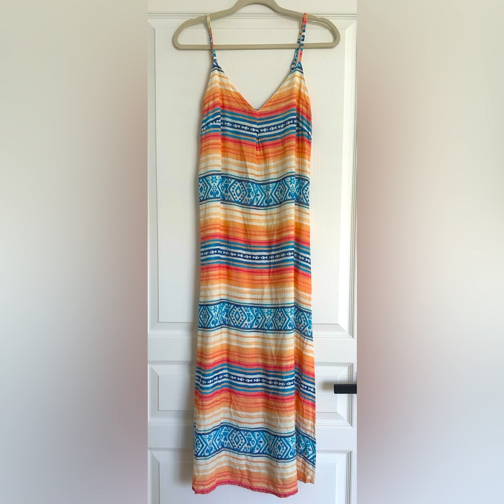 Kenny Flowers Orange Striped Sundress Maxi S